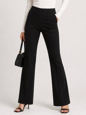 HUGO BOSS Stretch Knit Bootcut Cropped Black Trouser Pants 2